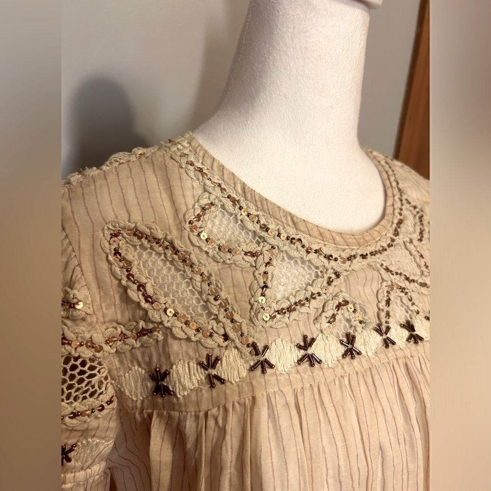 Free People sequin beaded embellished boho‎ top size S BIN I - Picture 2 of 12